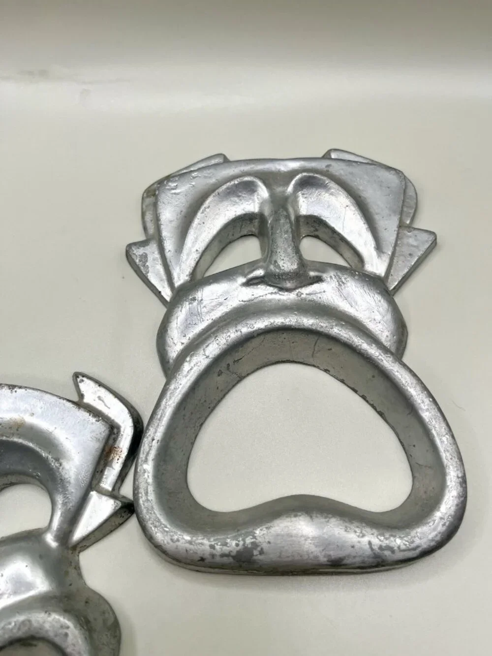 VTG Cast Aluminum Comedy Tragedy Theater Masks Mid Century Wall Decor Set MCM